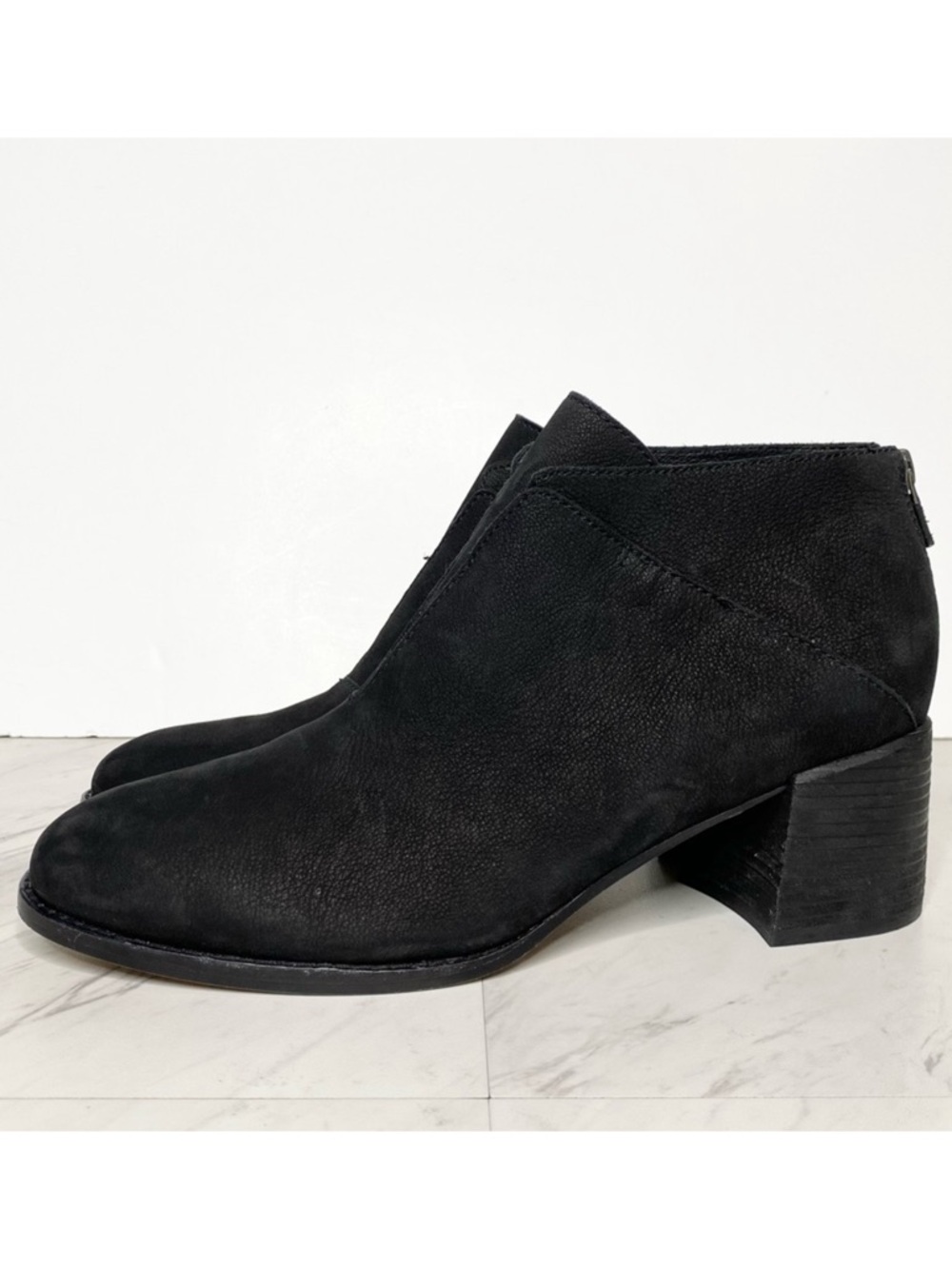 Eileen Fisher Black Stacked Heeled Bootie 10